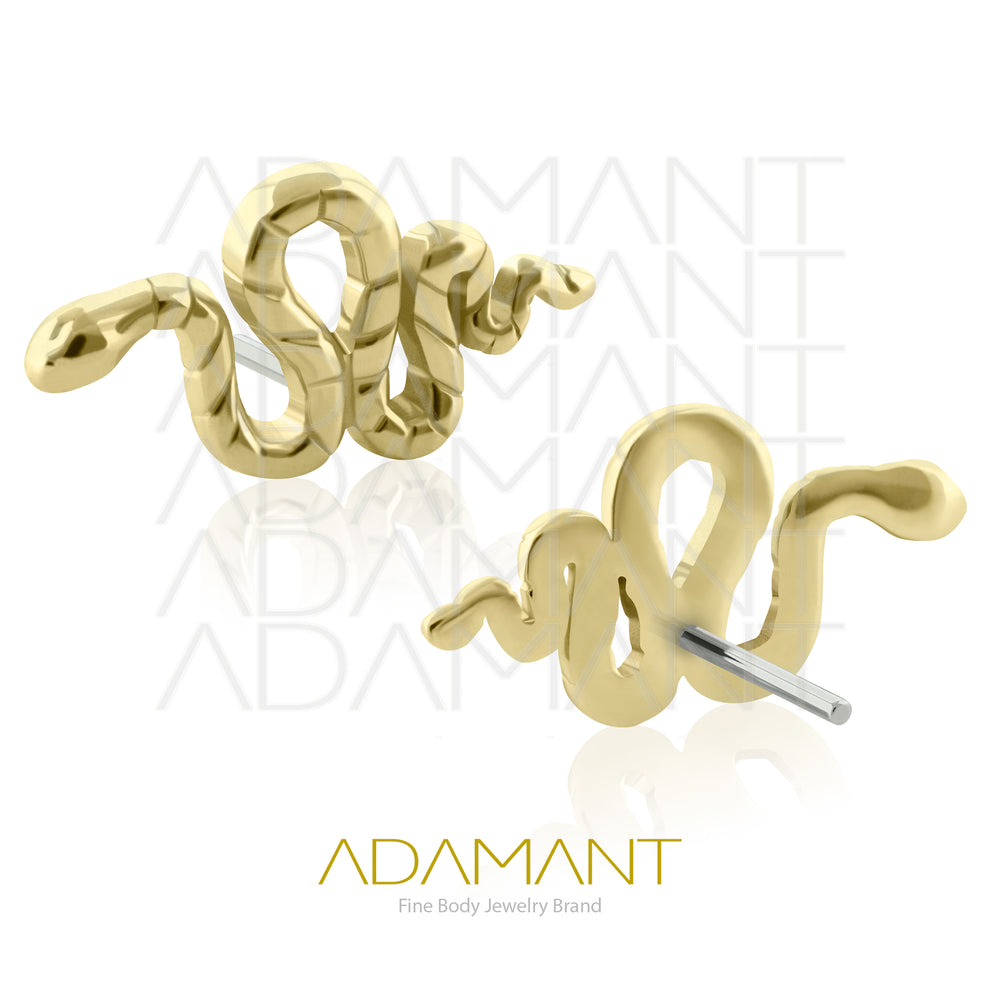 25g, Threadless, 14k Solid Gold Accessory, 4.8mm Pin Size, Cobra.