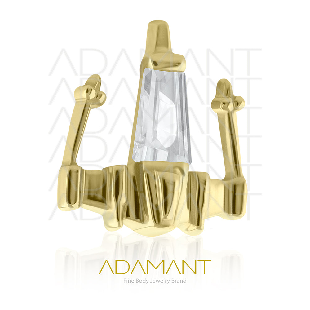 25g, Threadless, 14k Solid Gold Accessory, 4.8mm Pin Size, Spacecraft, Prong set, Cubic Zirconia