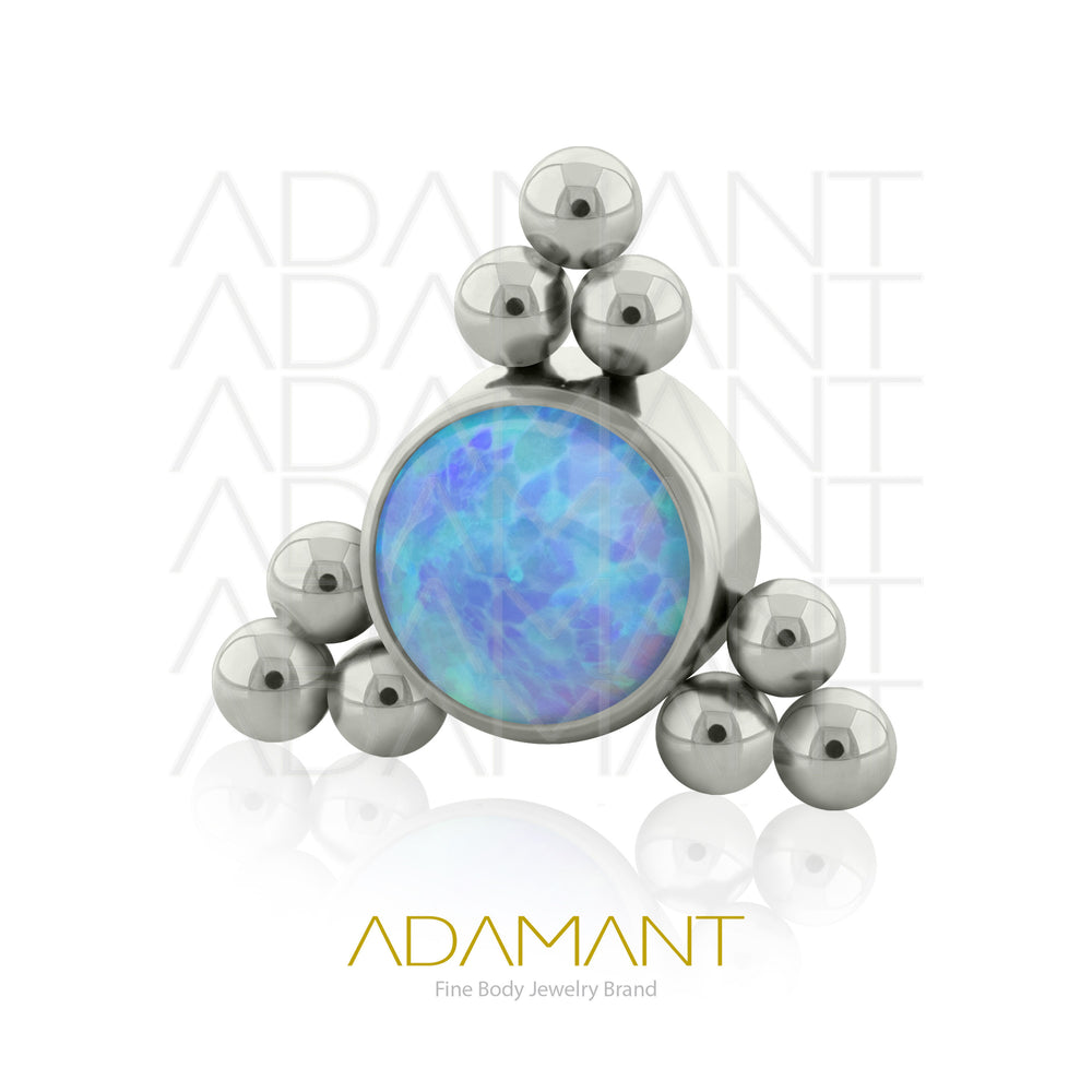 18g-16g, Threaded, Accessory, Titanium, 0.9mm threading, Triple TRI, Bezel set, Opal.