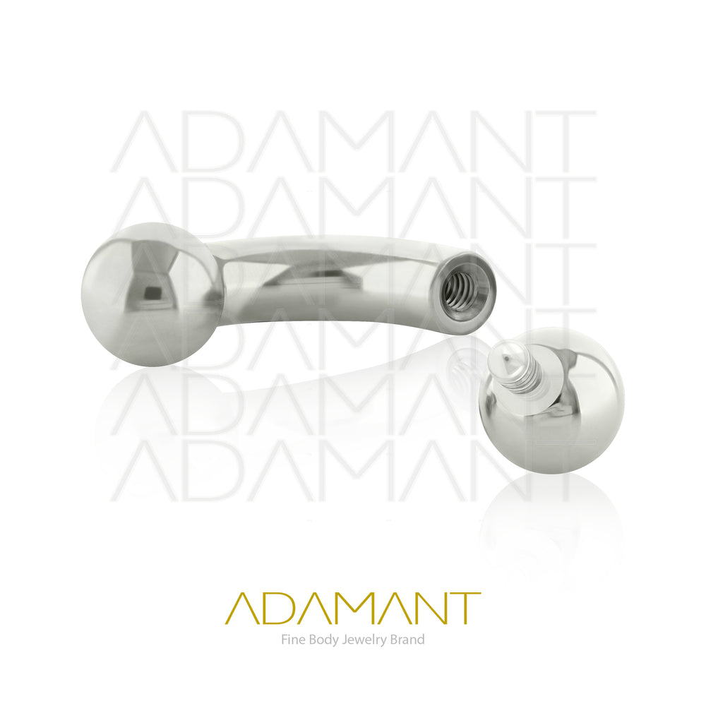 0g, Internally Threaded, Curved Barbell, Titanium, With Ball.