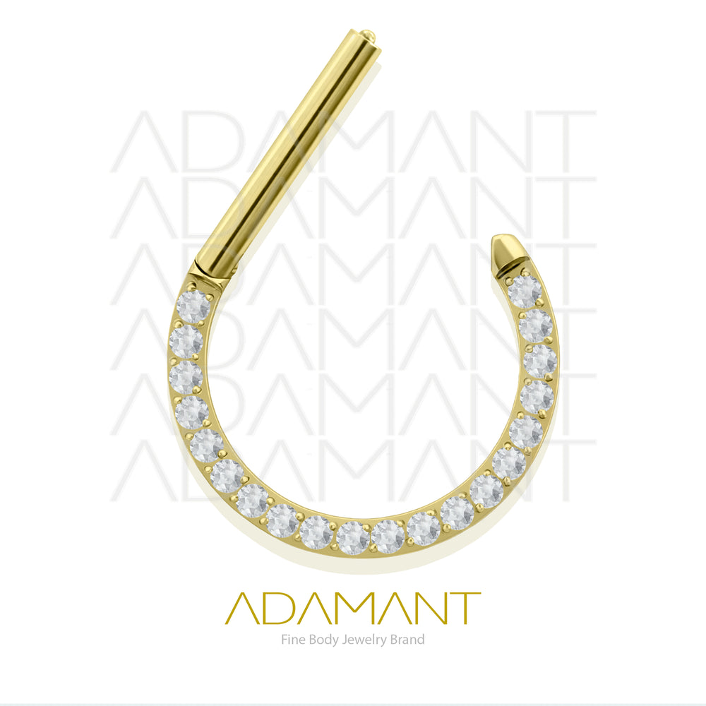 14g, Nipple Rings, Plated Gold Titanium, D Shaped Front Facing Multi jewelry, Prong set, Cubic Zirconia.