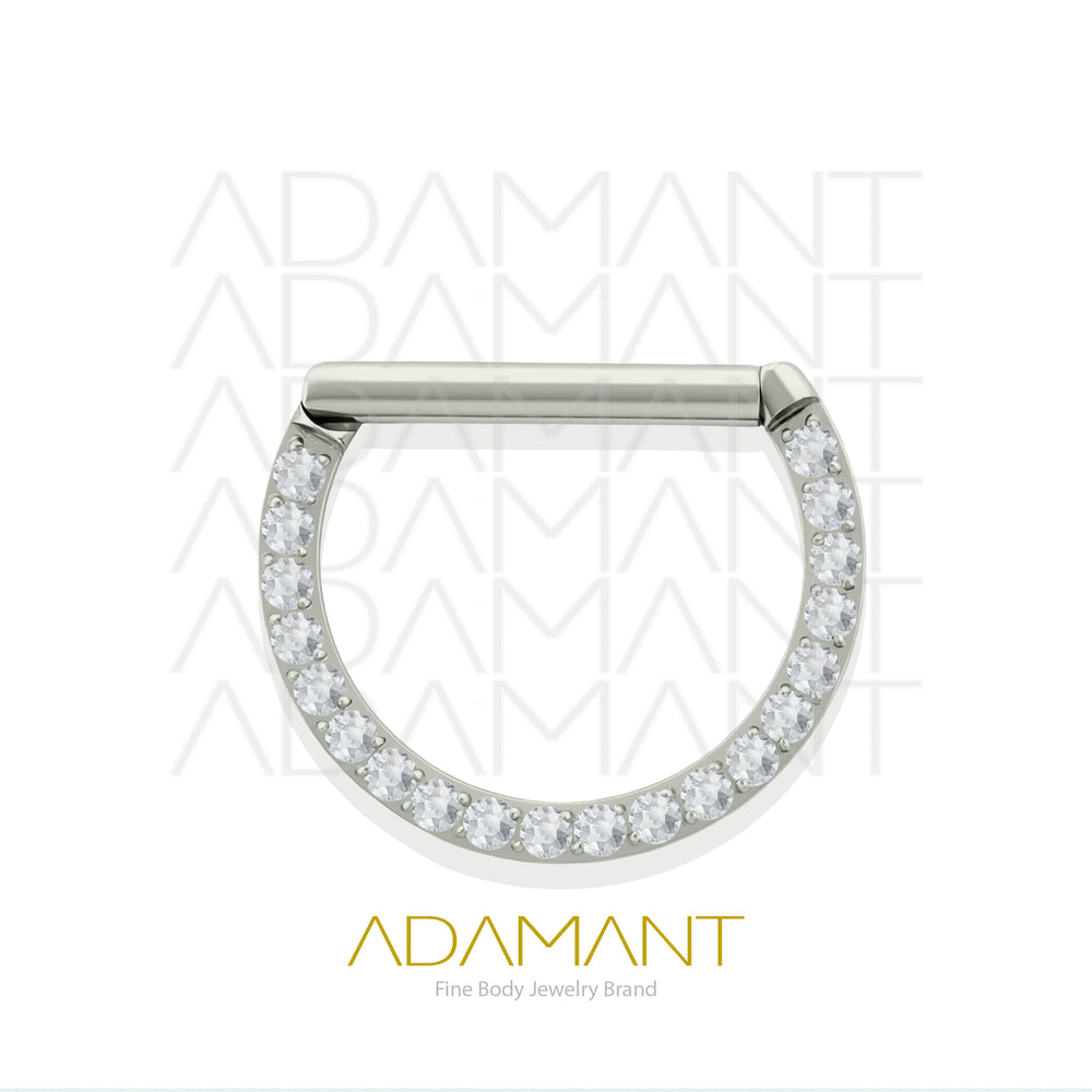 14g, Nipple Rings, Titanium, D Shaped Front Facing Multi jewelry, Prong set, Cubic Zirconia.