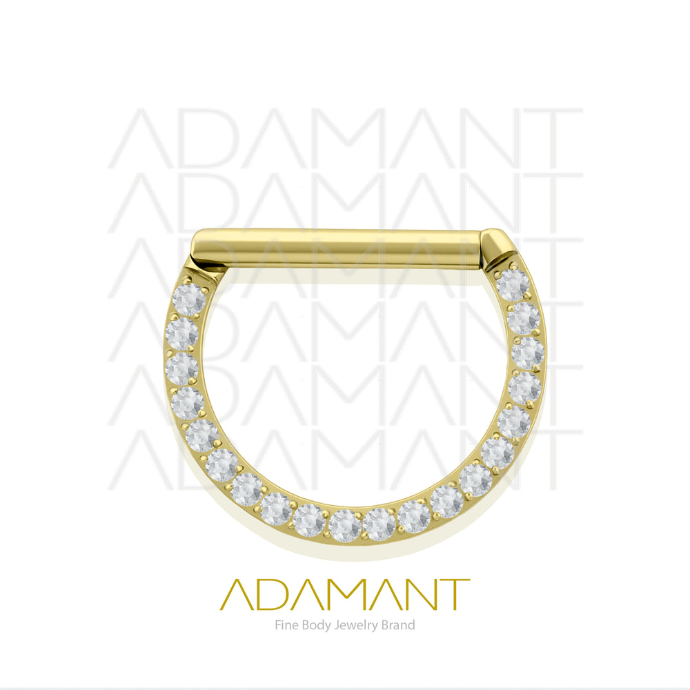 14g, Nipple Rings, Plated Gold Titanium, D Shaped Front Facing Multi jewelry, Prong set, Cubic Zirconia.
