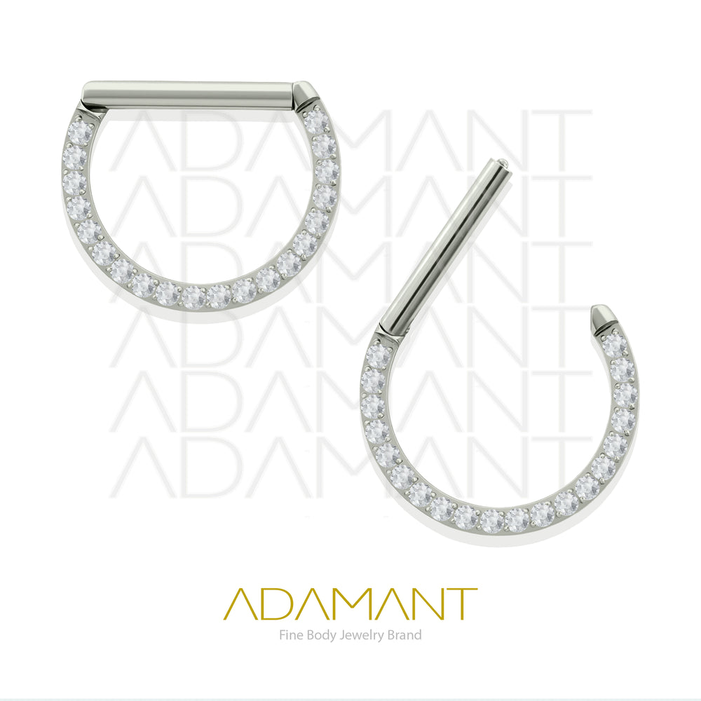 14g, Nipple Rings, Titanium, D Shaped Front Facing Multi jewelry, Prong set, Cubic Zirconia.
