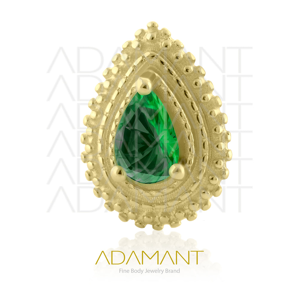 14K Solid Gold Threadless End, Aura Glow, Prong set, Cubic Zirconia.