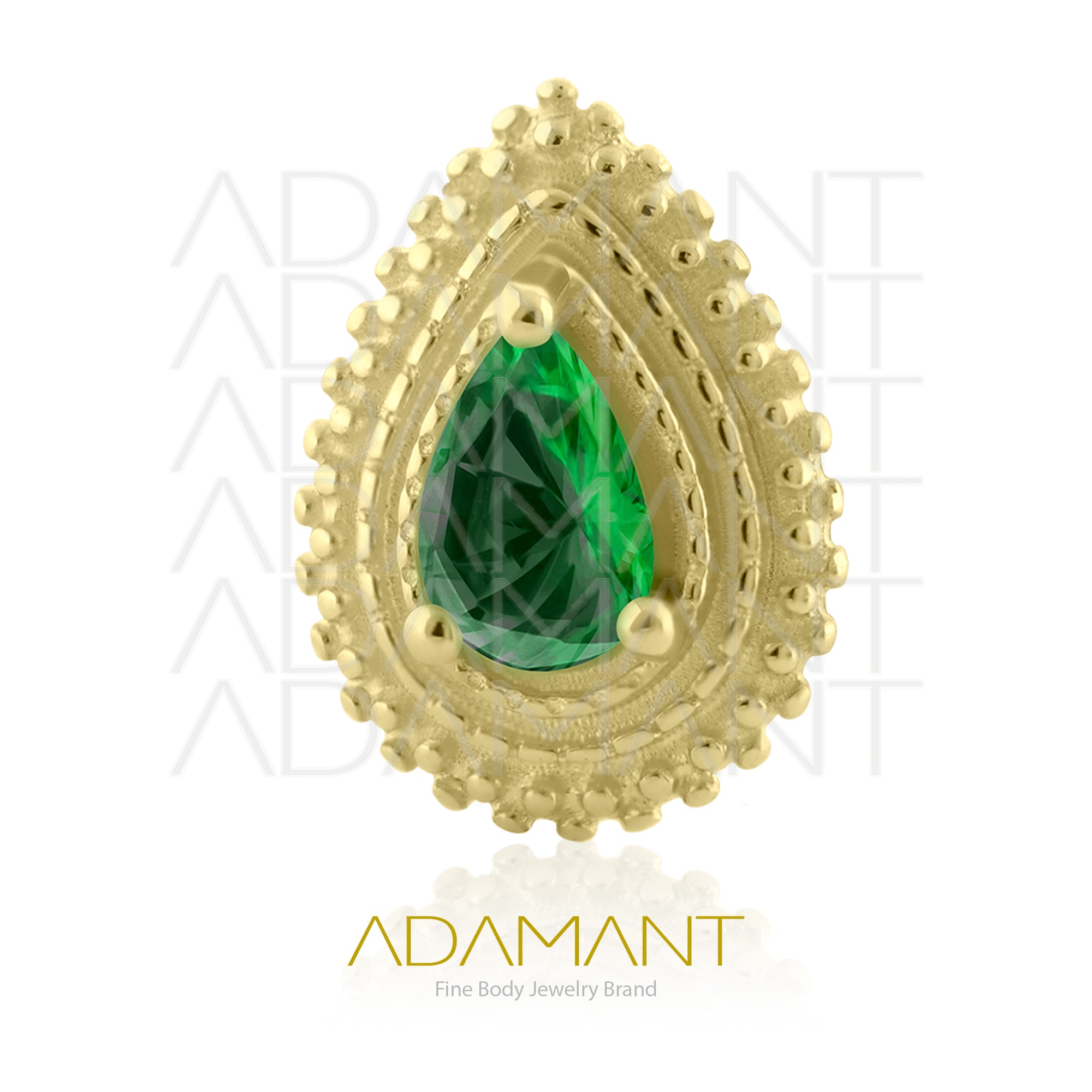 14K Solid Gold Threadless End, Aura Glow, Prong set, Cubic Zirconia.