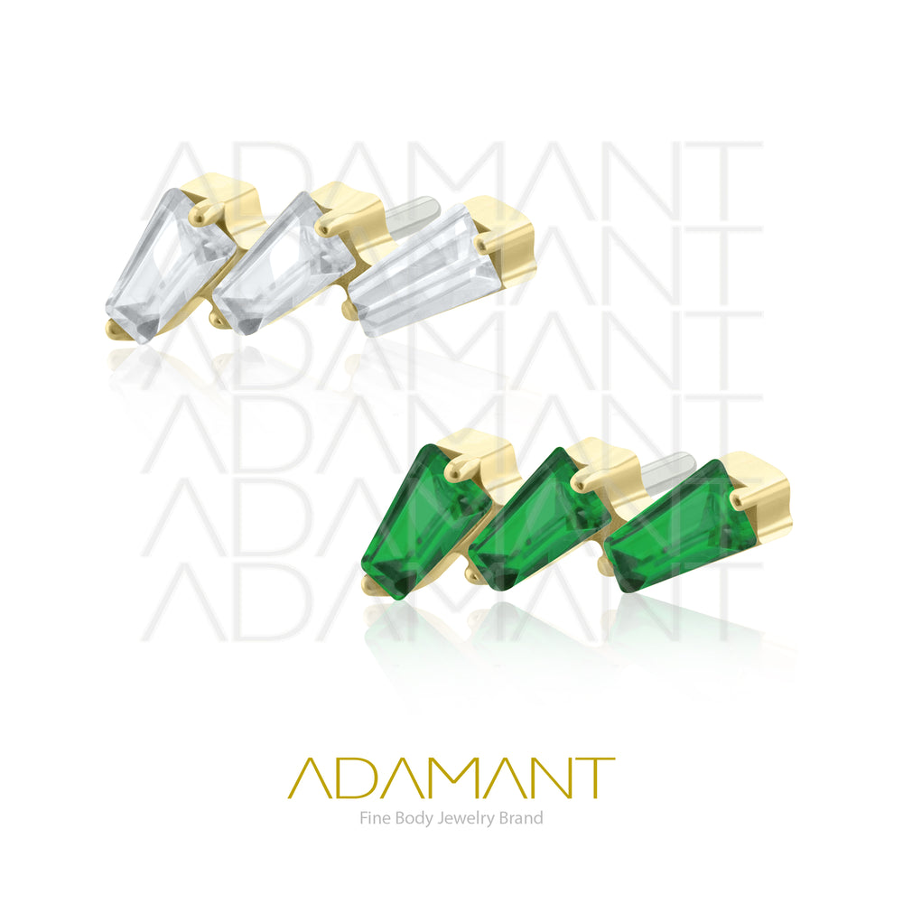 14K Solid Gold Threadless End, Cascade, Prong set, Cubic Zirconia