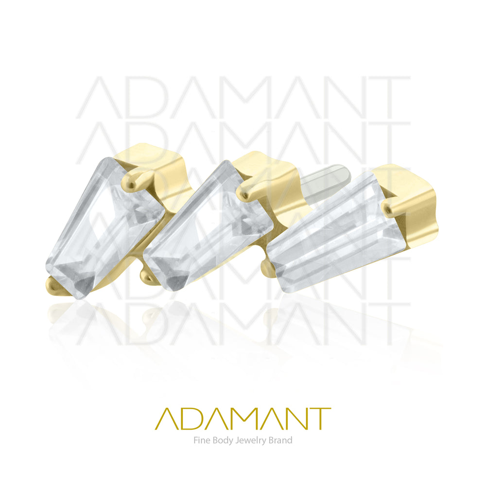 14K Solid Gold Threadless End, Cascade, Prong set, Cubic Zirconia