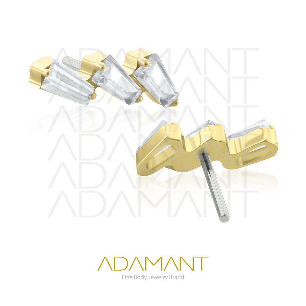 14K Solid Gold Threadless End, Cascade, Prong set, Cubic Zirconia