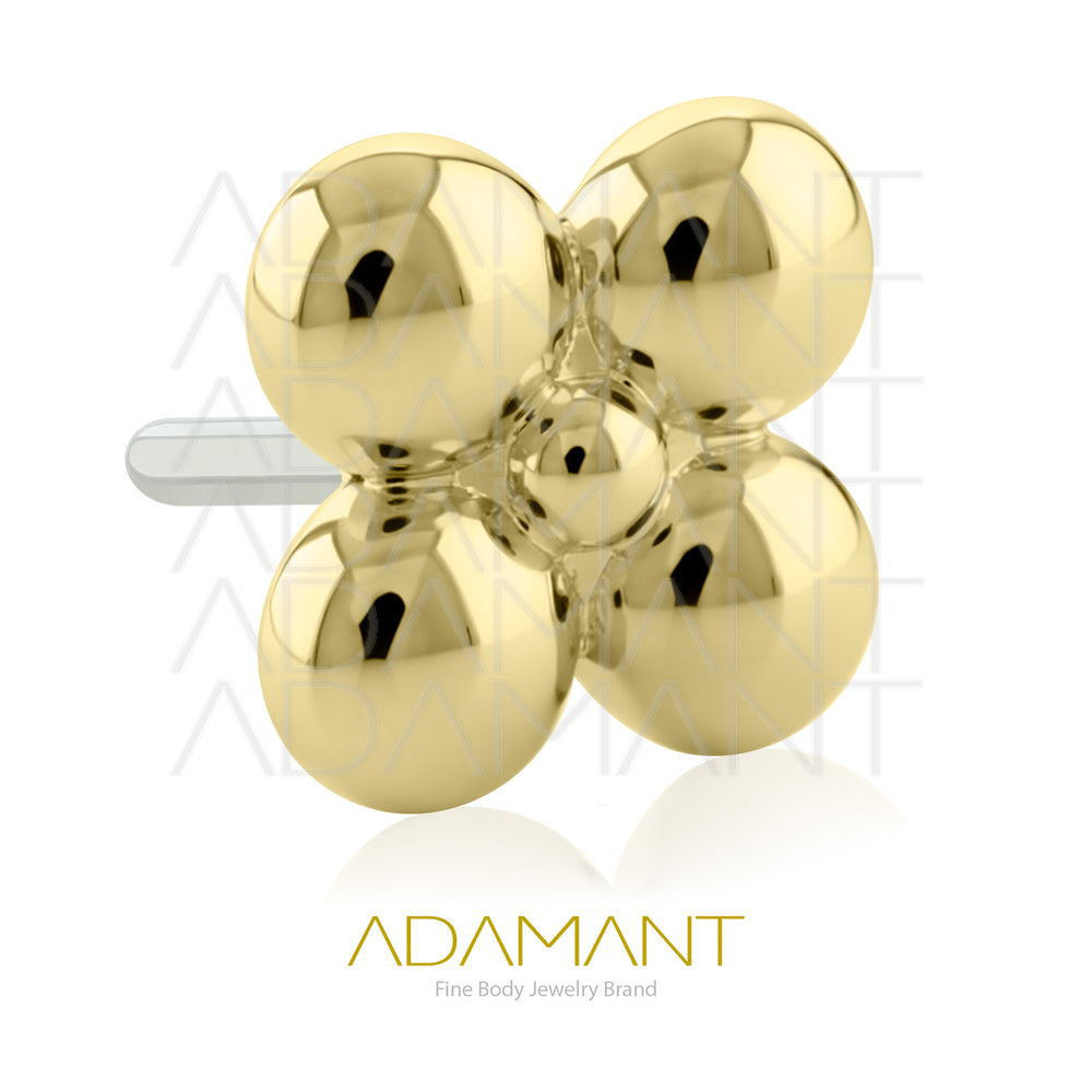 14k Solid Gold, Threadless End, Four Beads.