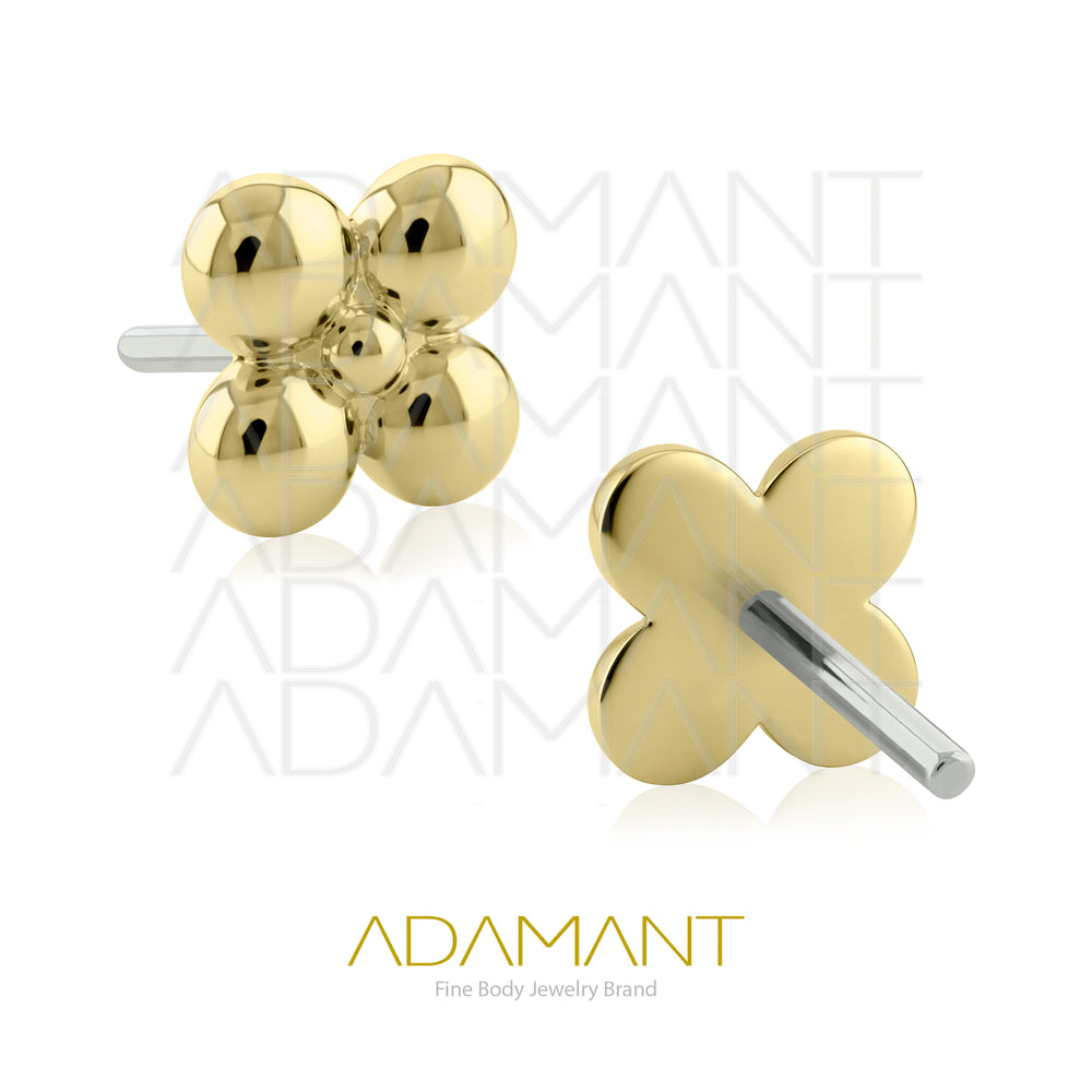 14k Solid Gold, Threadless End, Four Beads.