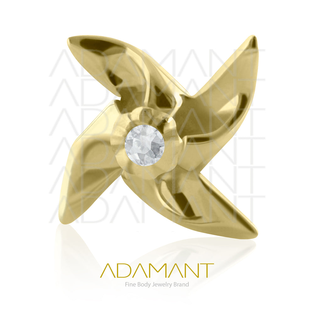 14k Solid Gold, Threadless End, Twist, Prong set, Cubic Zirconia.