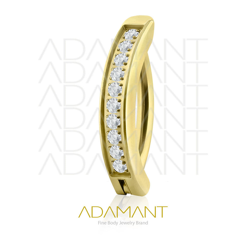 14g Clicker, Plated Gold Titanium, Navel Curved Rectangle with Side Multijoya, Pong set Cubic Zirconia