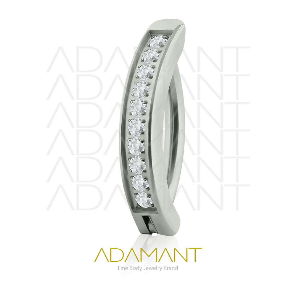 14g Clicker, Titanium, Navel Curved Rectangle with Side Multijoya, Pong set Cubic Zirconia