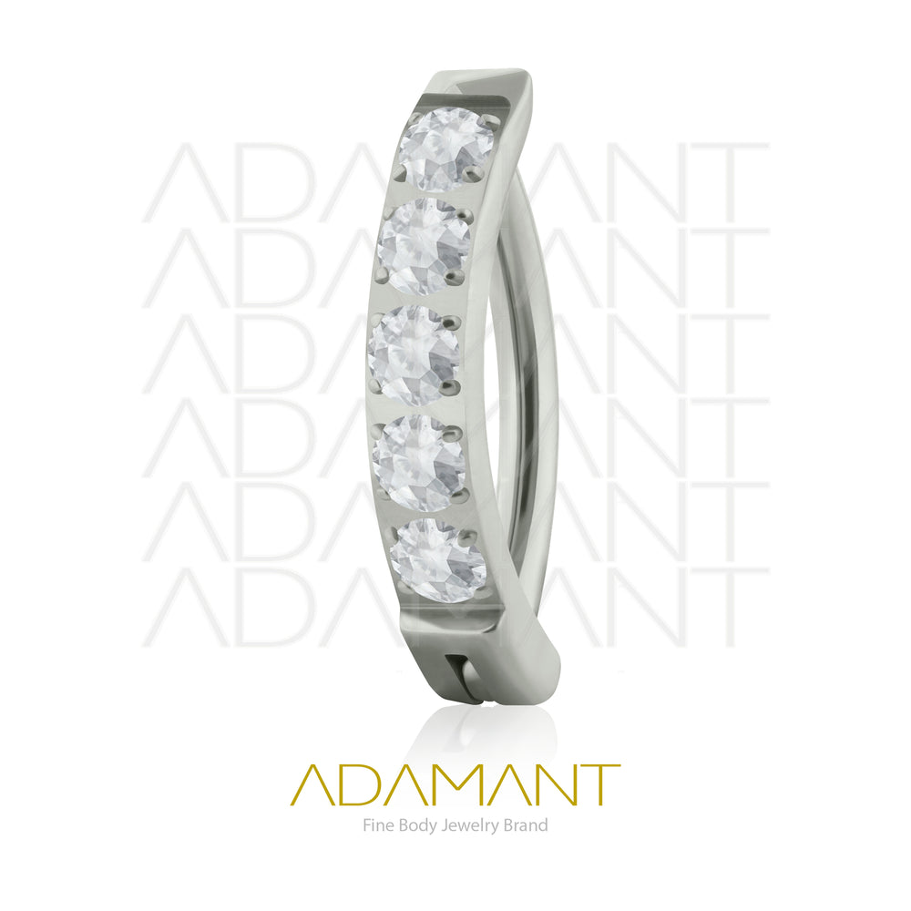 14g Clicker, Titanium, Navel Curved Rectangle, Side Multijewelry, Prong set, Cubic Zirconia.