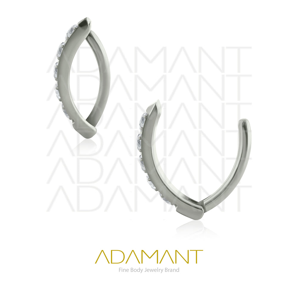 14g Clicker, Titanium, Navel Curved Rectangle, Side Multijewelry, Prong set, Cubic Zirconia.
