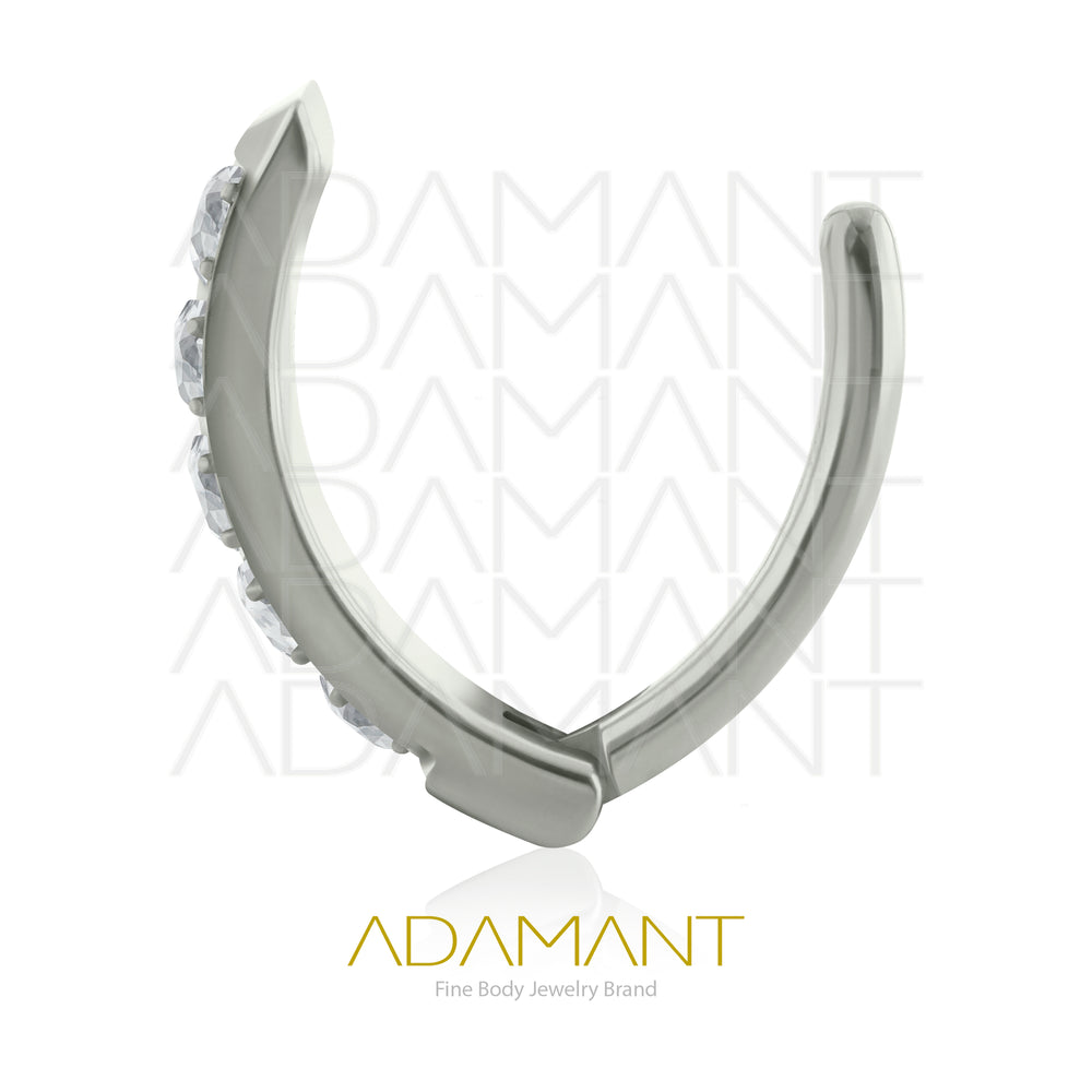 14g Clicker, Titanium, Navel Curved Rectangle, Side Multijewelry, Prong set, Cubic Zirconia.