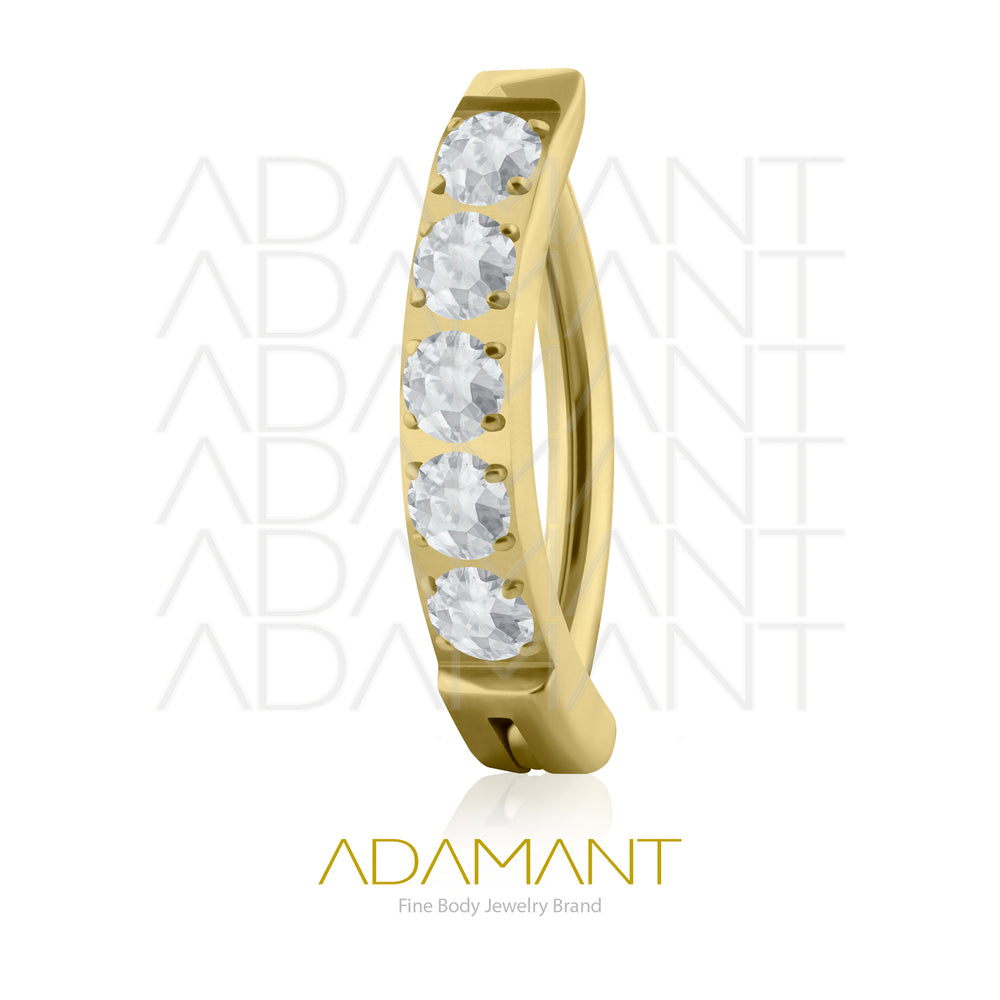 14g Clicker, Plated Gold Titanium, Navel Curved Rectangle, Side Multijewelry, Prong set, Cubic Zirconia.