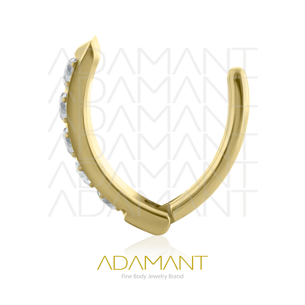 14g Clicker, Plated Gold Titanium, Navel Curved Rectangle, Side Multijewelry, Prong set, Cubic Zirconia.