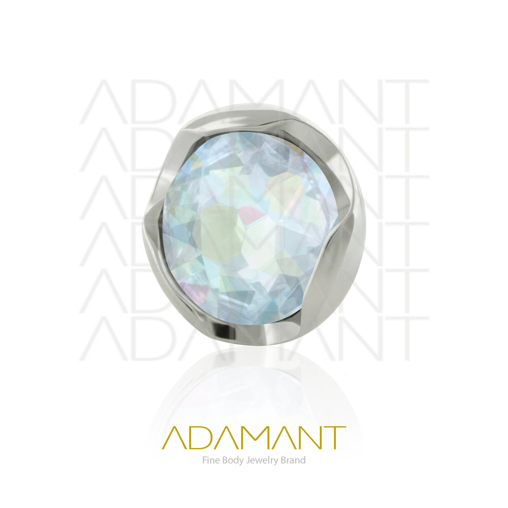 Implant Grade Titanium, Threaded End, for 14g with 1.2mm Threading, Full Prong set 3, Cubic Zirconia.