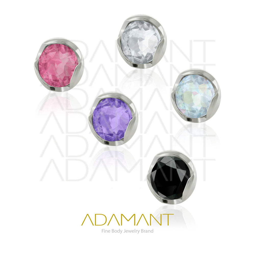 Implant Grade Titanium, Threaded End, for 14g with 1.2mm Threading, Full Prong set 3, Cubic Zirconia.