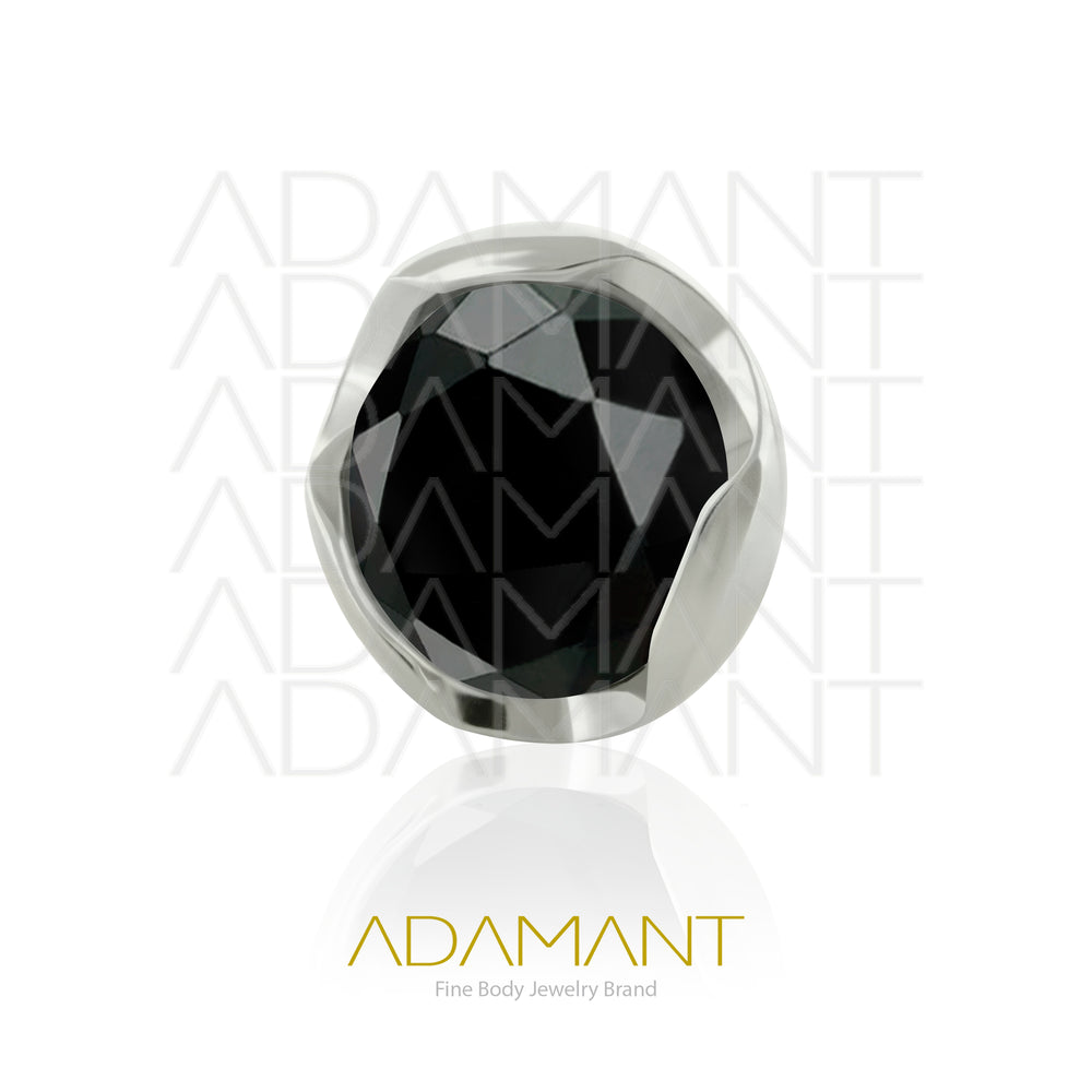 Implant Grade Titanium, Threaded End, for 14g with 1.2mm Threading, Full Prong set 3, Cubic Zirconia.
