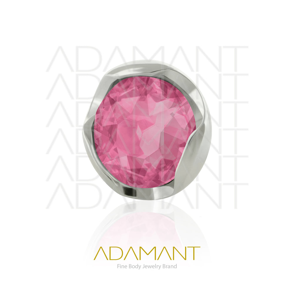 Implant Grade Titanium, Threaded End, for 14g with 1.2mm Threading, Full Prong set 3, Cubic Zirconia.