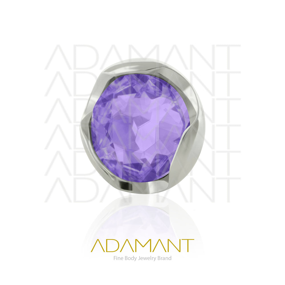 Implant Grade Titanium, Threaded End, for 14g with 1.2mm Threading, Full Prong set 3, Cubic Zirconia.