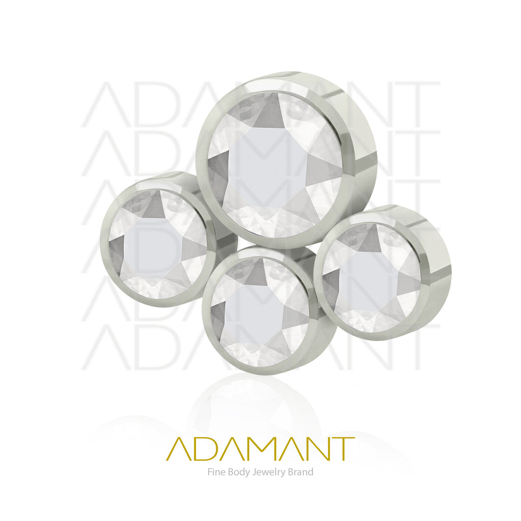 Implant Grade Titanium, Threaded End, for 14g with 1.2mm Threading, Paw, Bezel set, Flat Cubic Zirconia.