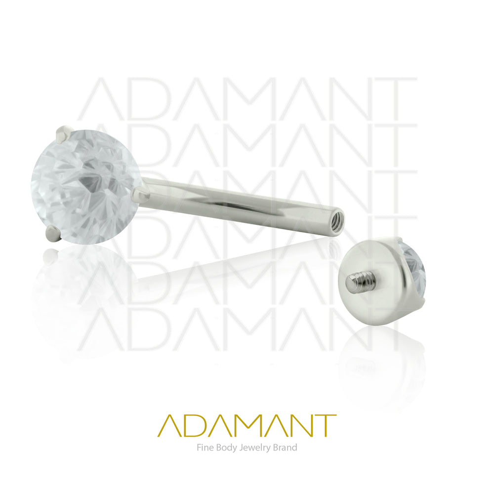 14g, Internally Threaded, Navel Curve, Titanium, Large Firework Cubic Zirconia, Bezel set, 3/8" (10mm) Length