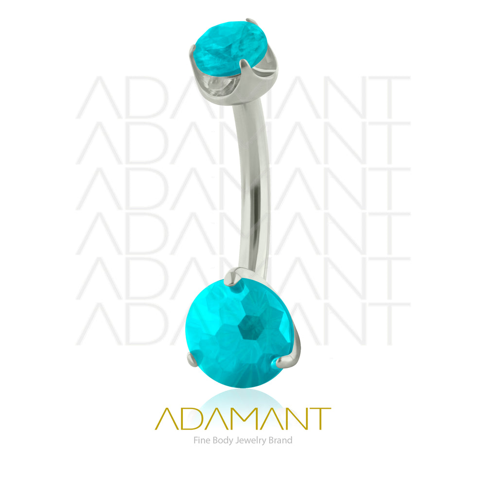 14g, Internally Threaded, Navel Curve, Titanium, Large Firework Cubic Zirconia, Bezel set, 3/8" (10mm) Length