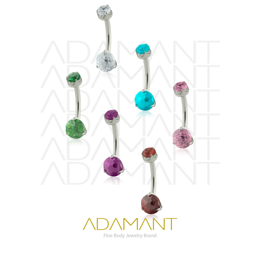 14g, Internally Threaded, Navel Curve, Titanium, Large Firework Cubic Zirconia, Bezel set, 3/8" (10mm) Length