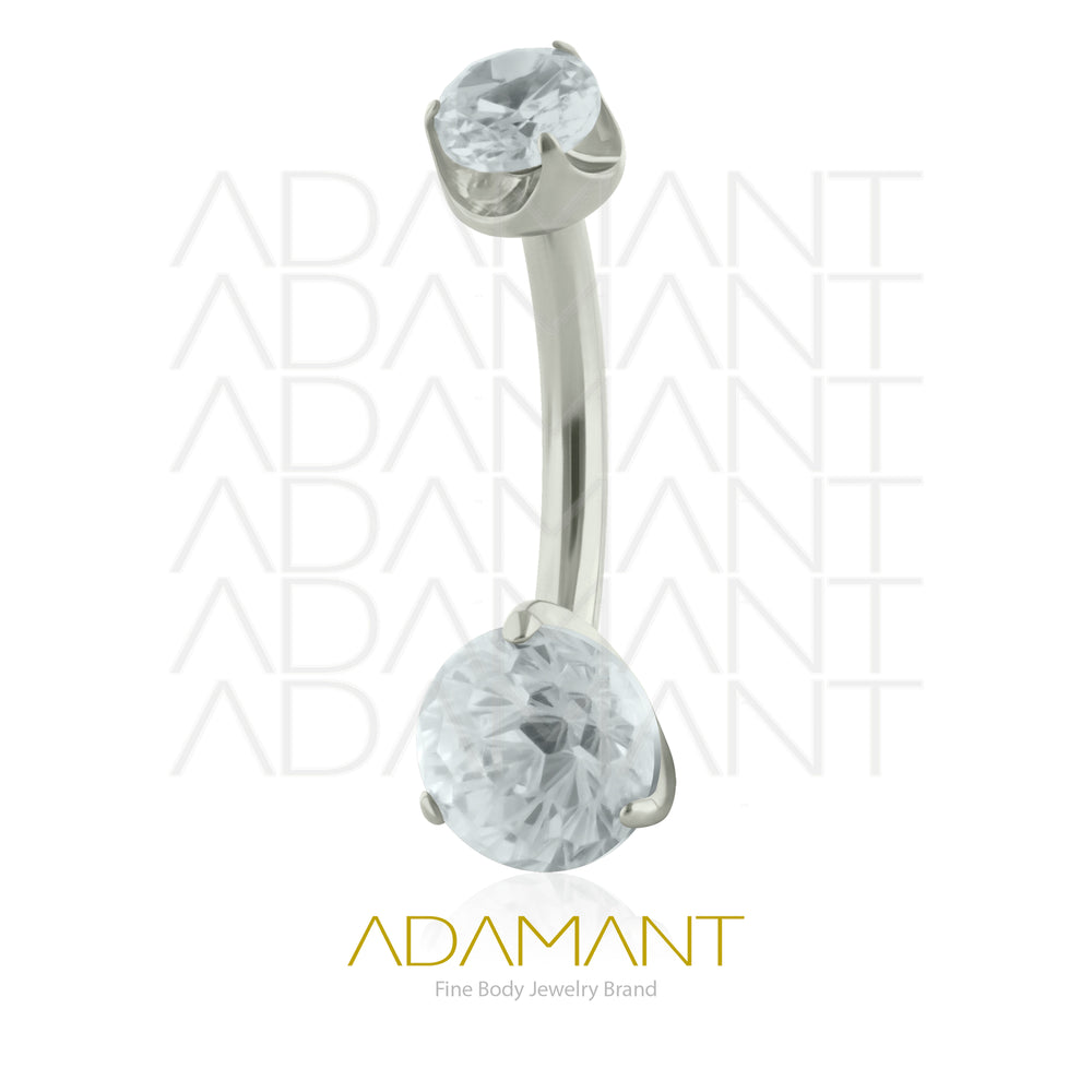 14g, Internally Threaded, Navel Curve, Titanium, Large Firework Cubic Zirconia, Bezel set, 3/8" (10mm) Length