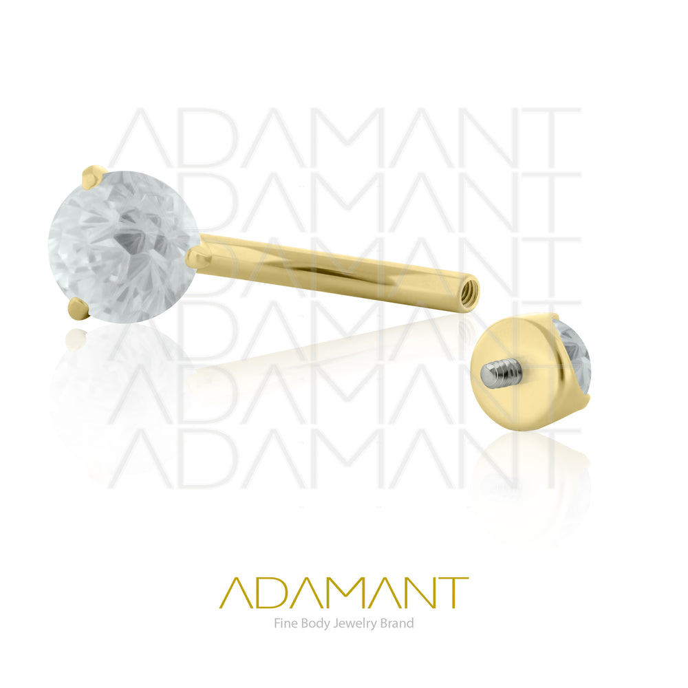 14g, Internally Threaded, Navel Curve, Titanium, Large Firework Cubic Zirconia, Bezel set, 3/8" (10mm) Length