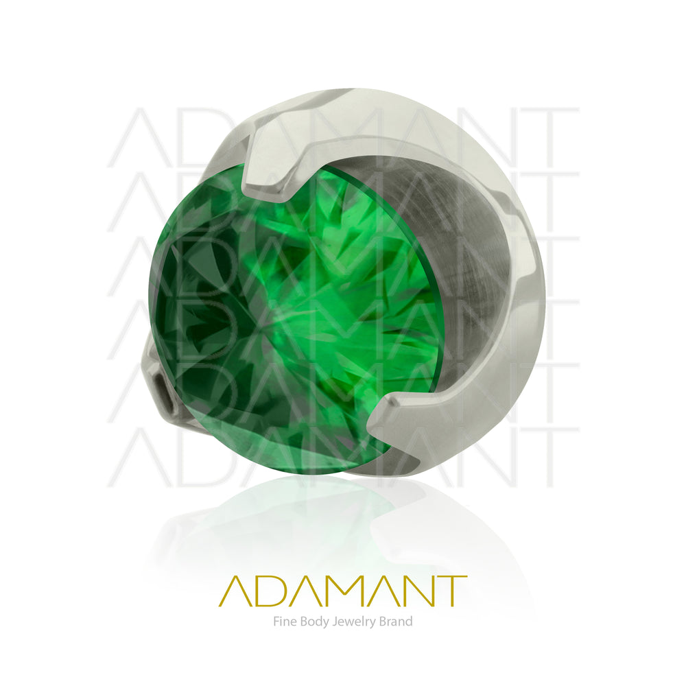 Implant Grade Titanium, Threaded End, for 14g with 1.2mm Threading, Prong set 3, Cubic Zirconia.