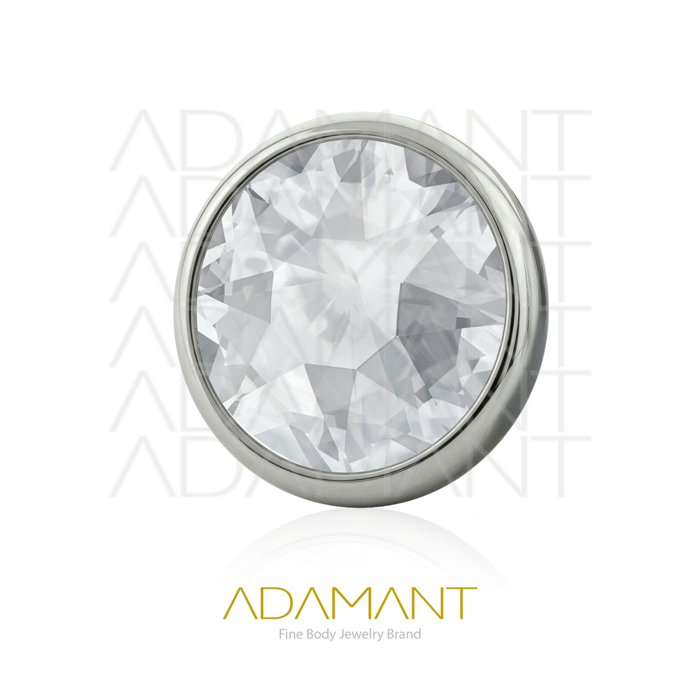 Implant Grade Titanium, Threaded End, for 14g with 1.2mm Threading, Bezel set Concave, Cubic Zirconia.