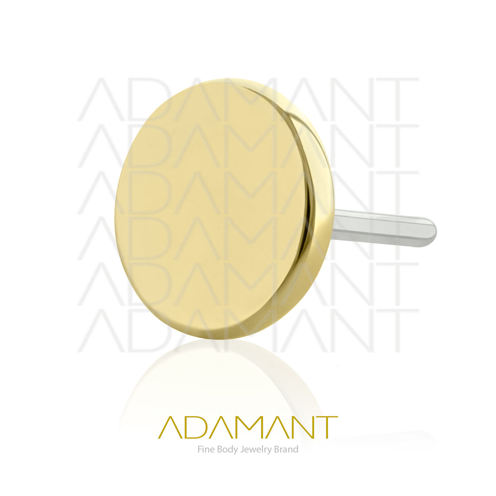25g, Threadless, 14k Solid Gold Accessory, 4.8mm Pin Size, Flat Disk Top.