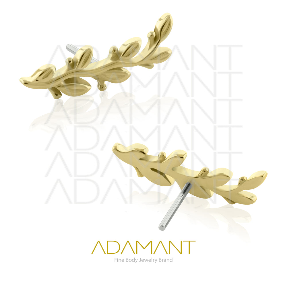 25g, Threadless, 14k Solid Gold Accessory, 4.8mm Pin Size, Tree branch end