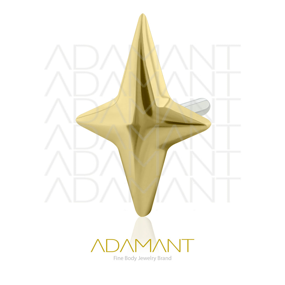 14k Solid Gold, Threadless End, Bright Star
