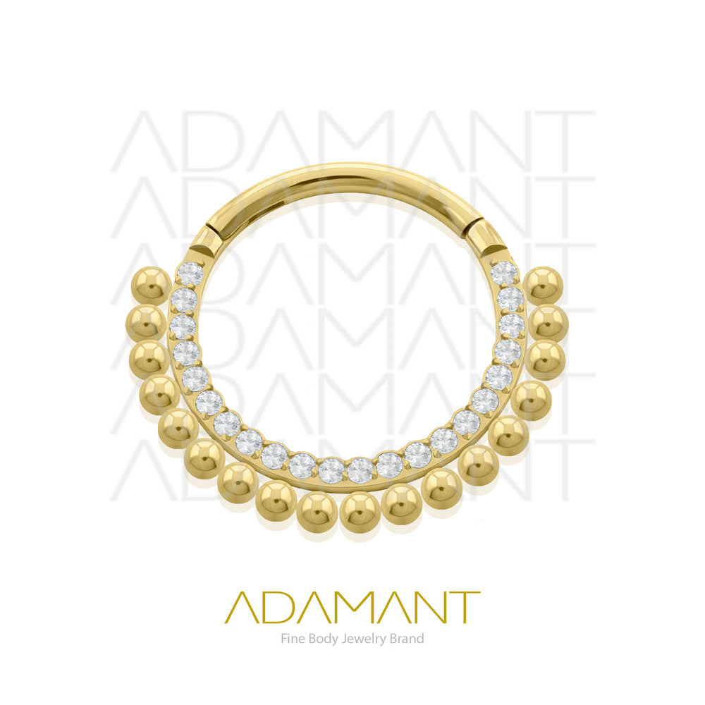 16g, Hinged Ring, Plated Gold Titanium, Front facing Astral, Prong set, Cubic Zirconia.