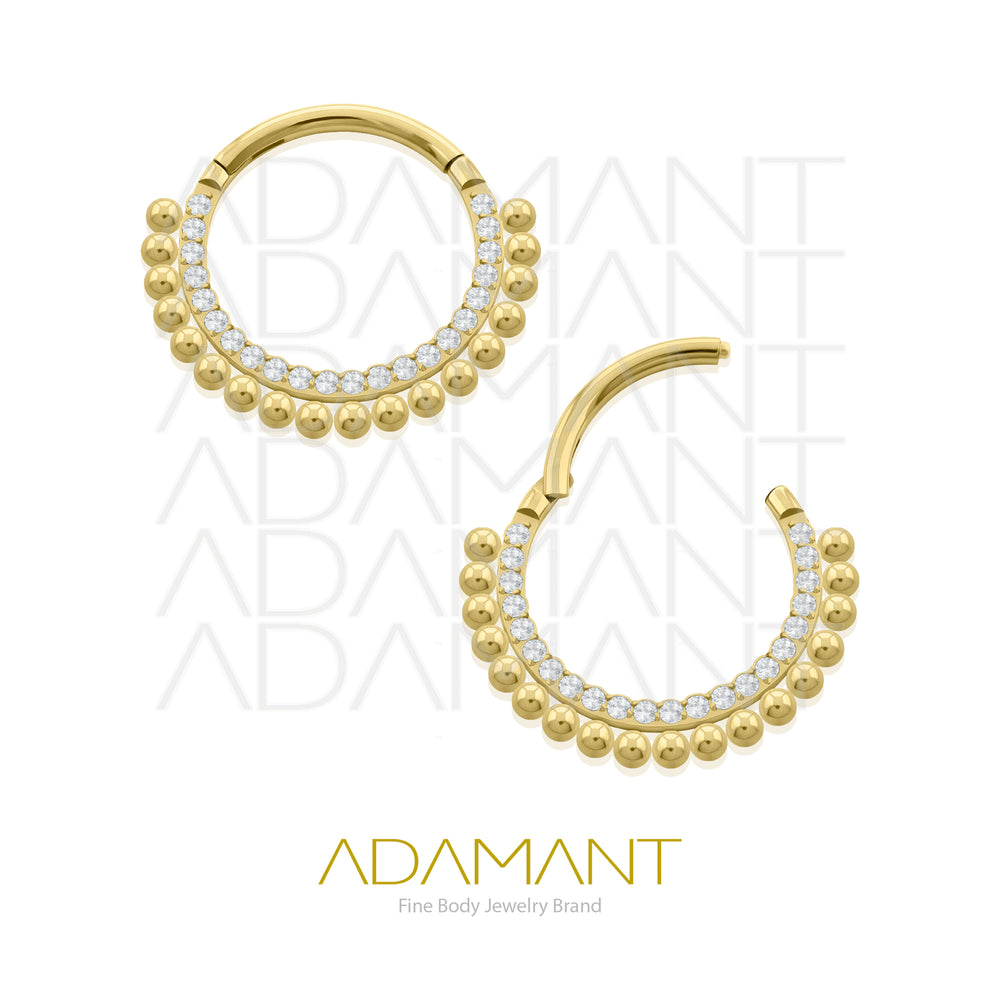 16g, Hinged Ring, Plated Gold Titanium, Front facing Astral, Prong set, Cubic Zirconia.
