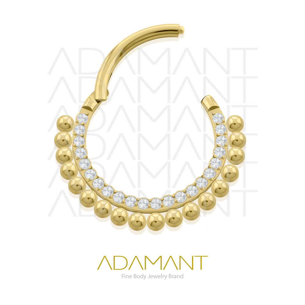 16g, Hinged Ring, Plated Gold Titanium, Front facing Astral, Prong set, Cubic Zirconia.