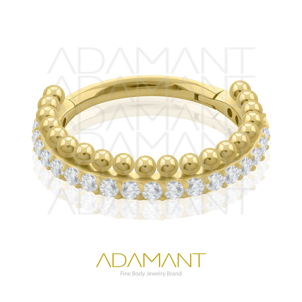 16g, Hinged Ring, Plated Gold Titanium, Side facing Astral, Prong set, Cubic Zirconia.