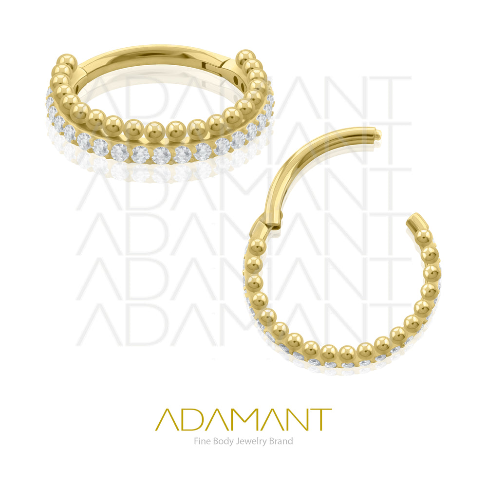 16g, Hinged Ring, Plated Gold Titanium, Side facing Astral, Prong set, Cubic Zirconia.