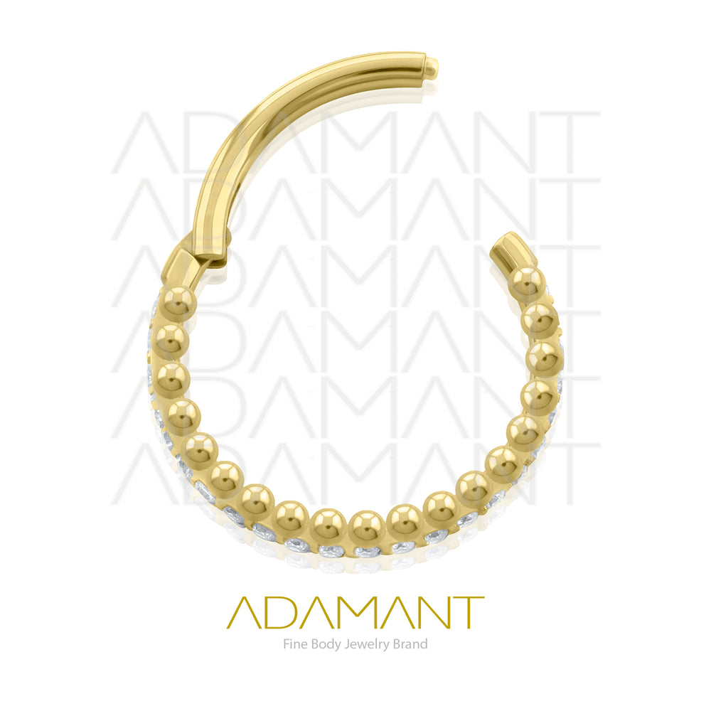 16g, Hinged Ring, Plated Gold Titanium, Side facing Astral, Prong set, Cubic Zirconia.