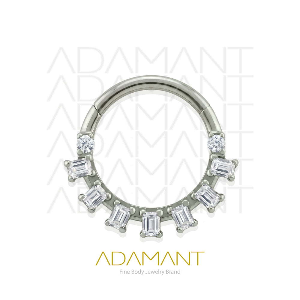16g, Hinged Ring, Titanium, Halo Arc Front Facing, Prong set, Cubic Zirconia.