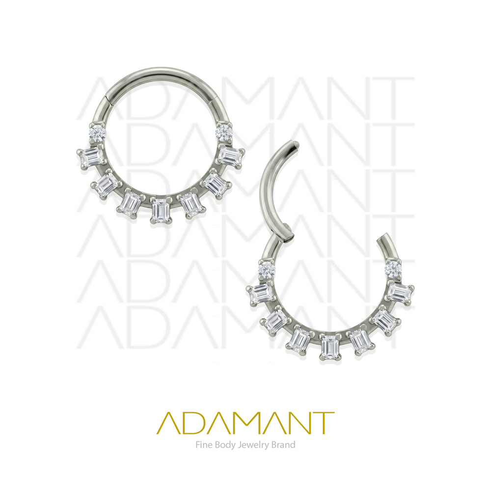 16g, Hinged Ring, Titanium, Halo Arc Front Facing, Prong set, Cubic Zirconia.