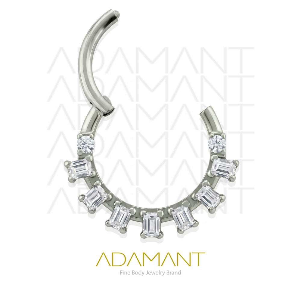 16g, Hinged Ring, Titanium, Halo Arc Front Facing, Prong set, Cubic Zirconia.