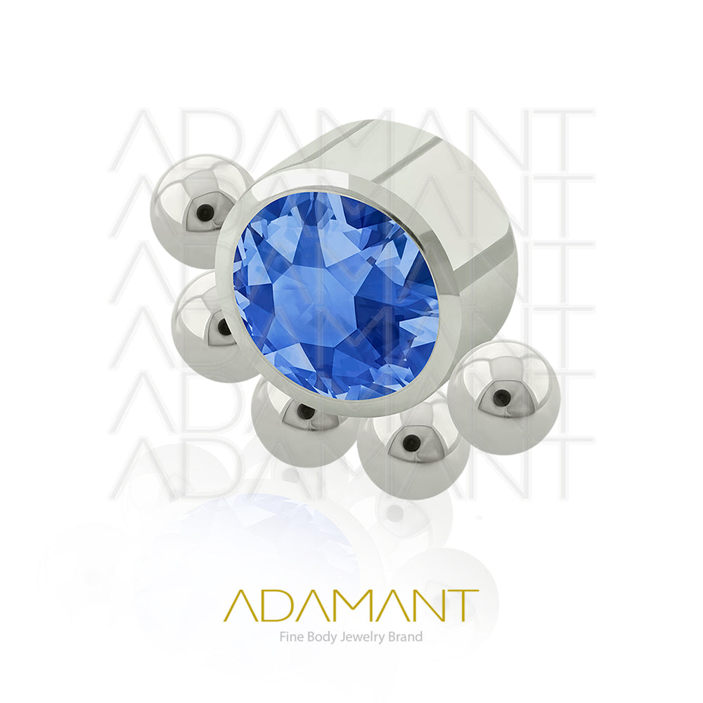 18g-16g, Internally Threaded, Accessory, Titanium, 0.9mm threading, Queen, Bezel set, Cubic Zirconia.
