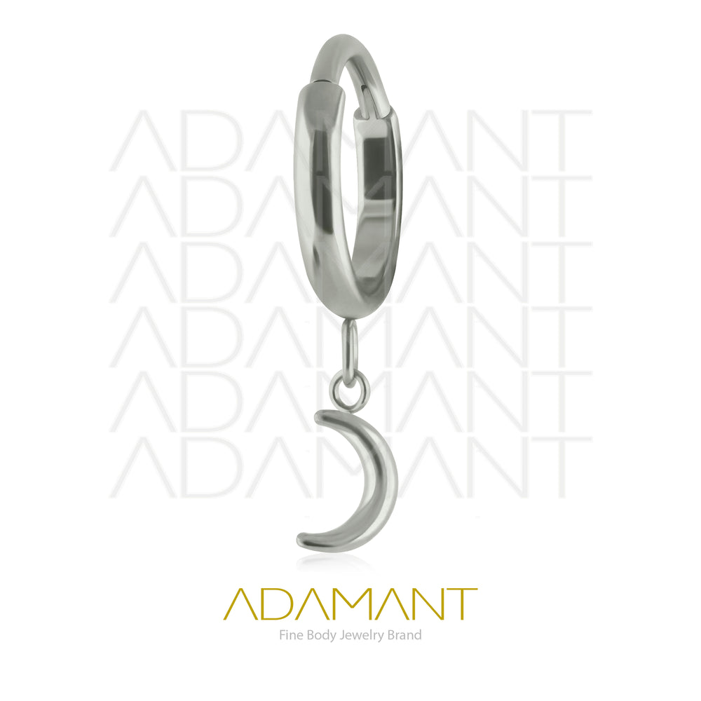 16g, Pair Titanium Dangle Dangle Moon Earrings